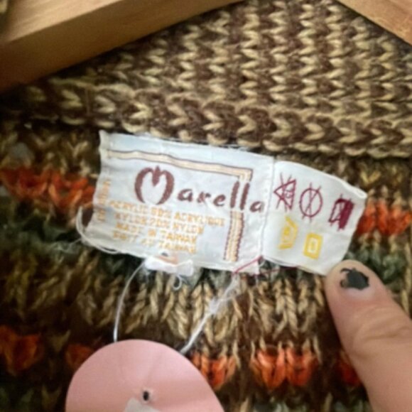 70s Striped Earth-Tone Knit Cardigan with Matching Waist Belt - Picture 5 of 5